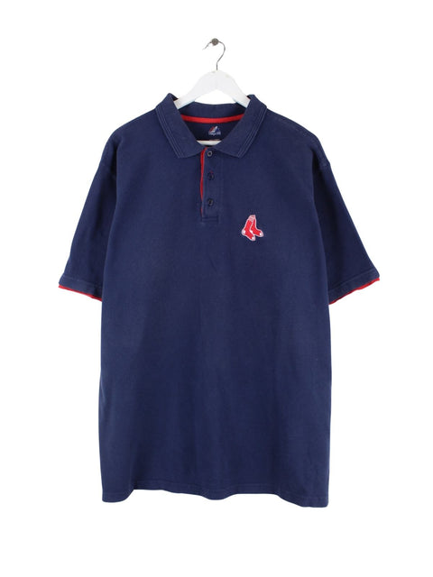 Majestic Red Sox Embroidered Polo Blau XL