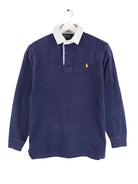 Ralph Lauren 90s Vintage Custom Fit Langarm Polo Blau S (front image)