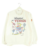 Vintage 80s Dingue De Tennis Print Sweater Weiß XS (front image)