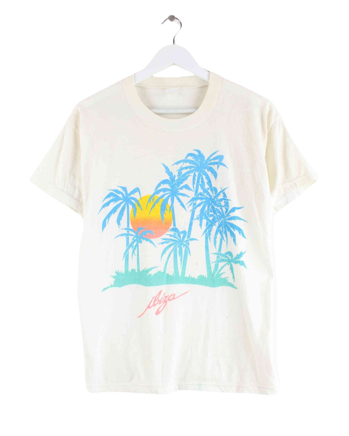 Vintage Ibiza Print T-Shirt Beige S (front image)