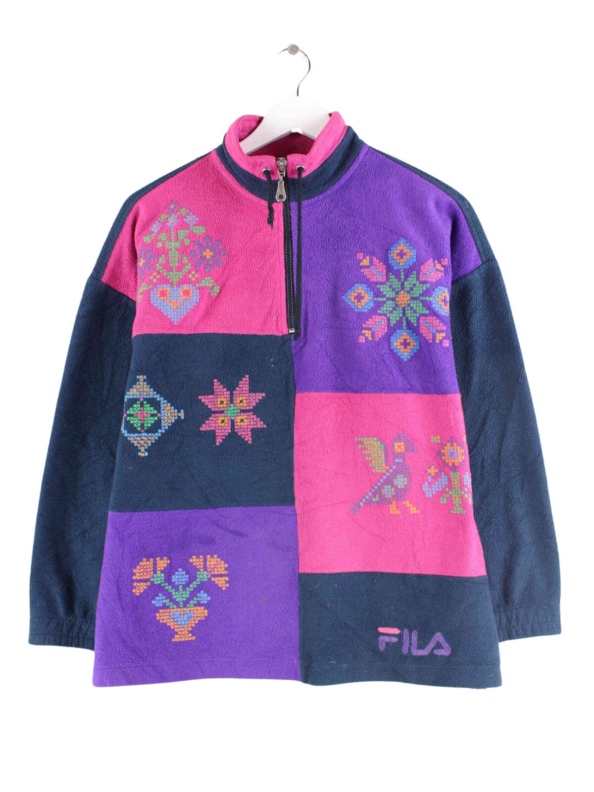 Fila Damen 90s Vintage Fleece Half Zip Sweater Blau M (front image)