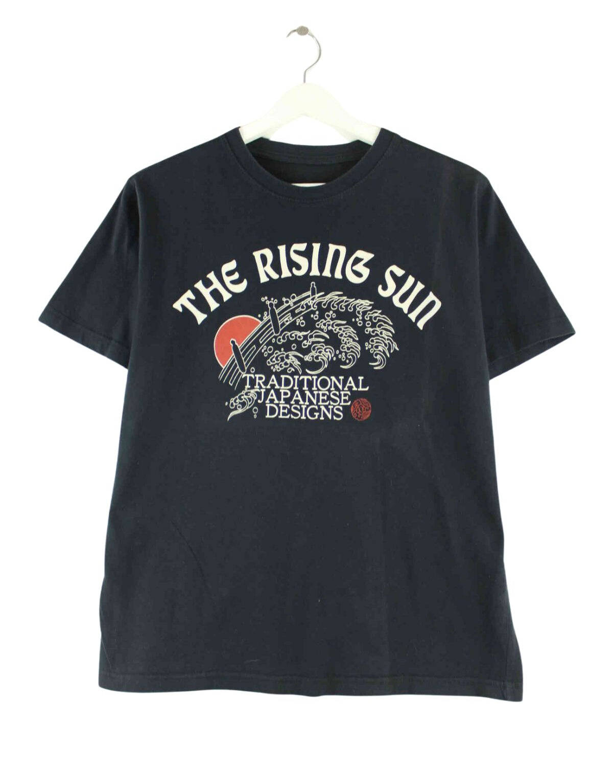 Vintage The Rising Sun Print T-Shirt Schwarz S (front image)