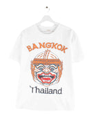 Vintage Damen Bangkok Print T-Shirt Weiß L (front image)