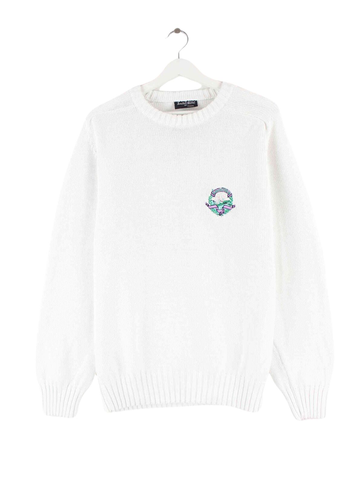 Vintage 90s Embroidered Pullover Weiß L (front image)