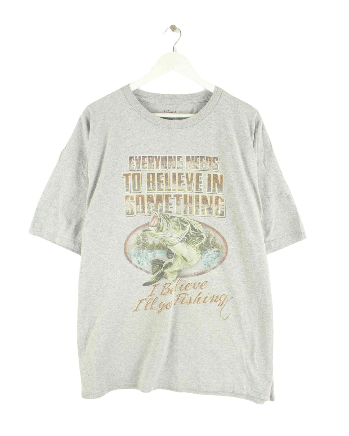 Vintage Fishing Print T-Shirt Grau XXL (front image)