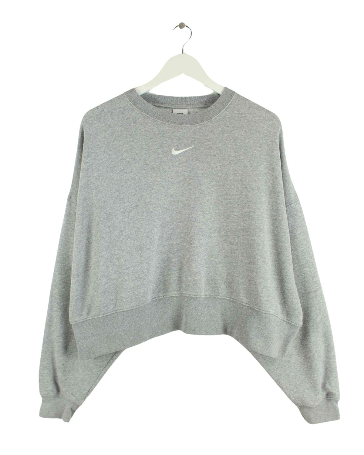 Nike Damen Crop Center Swoosh Sweater Grau S (front image)