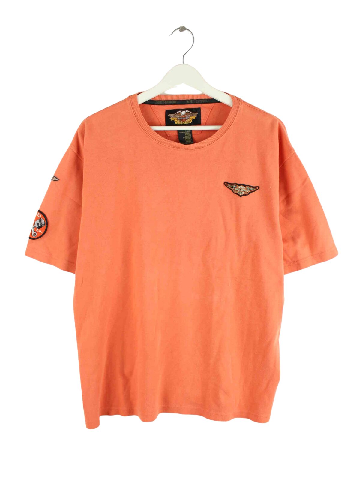 Harley Davidson 90s Vintage Patch T-Shirt Orange L (front image)