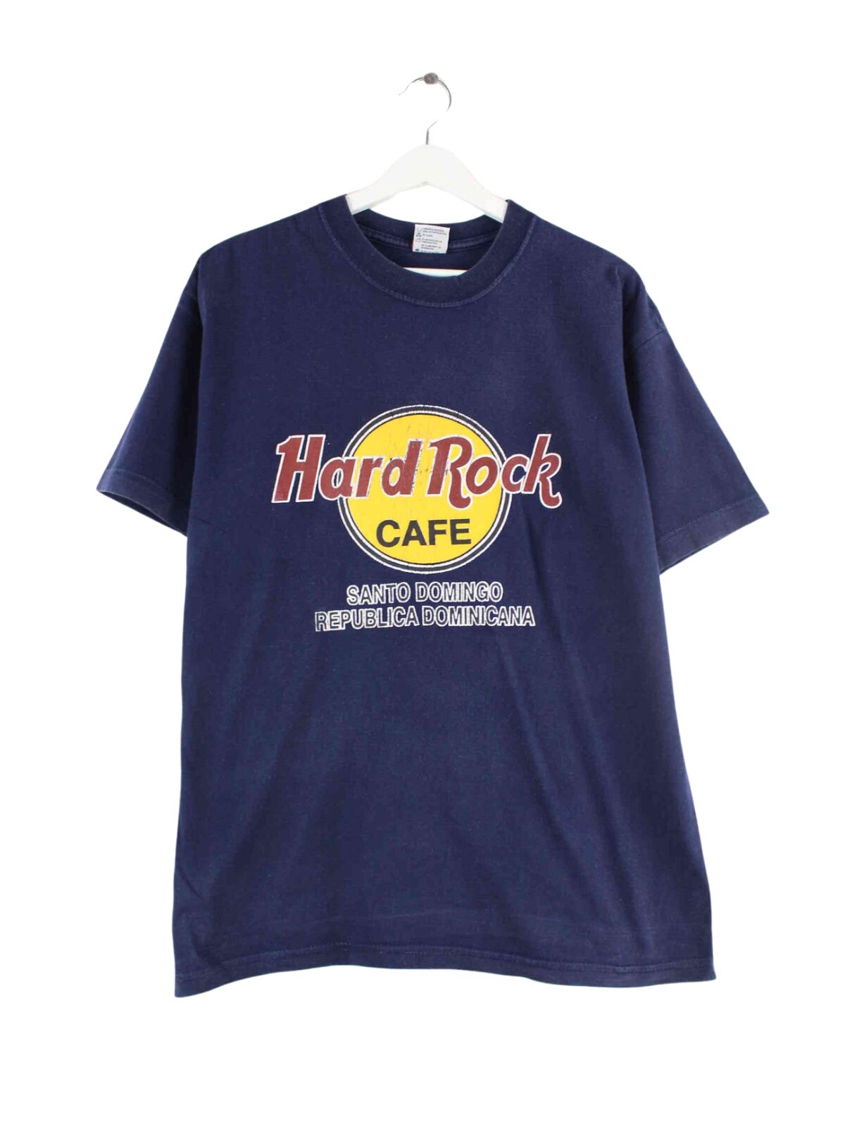 Hard Rock Cafe Santo Domingo 90s Vintage Print T-Shirt Blau L (front image)