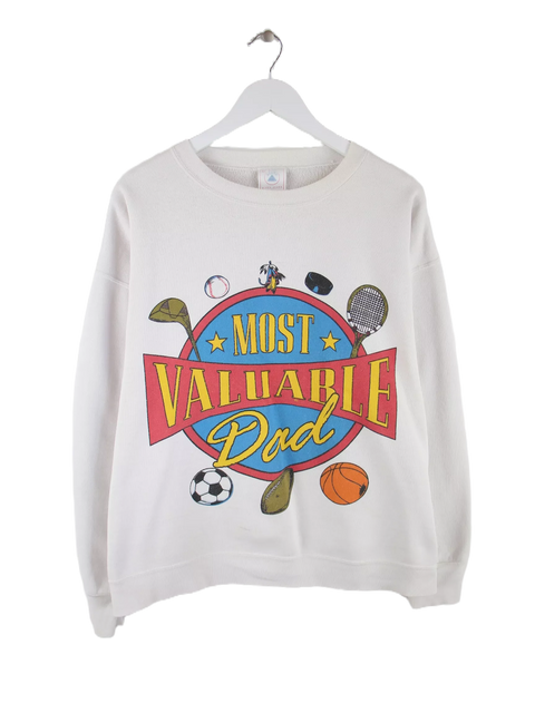 Delta 90s Vintage Most Valuable Dad Sports Print Sweater Weiß XL