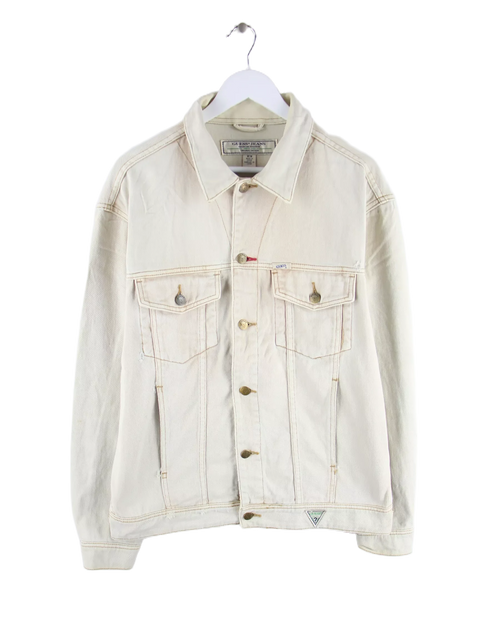 Guess 80s Vintage Print Distressed Jeansjacke Beige M