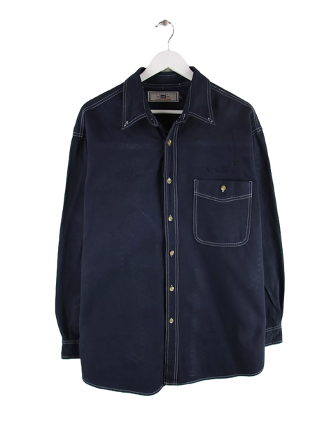 Lee 00s Contrast Stitch Embroidered Freizeit Hemd Blau L