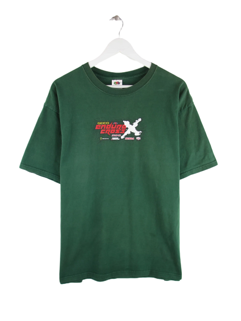 Fruit of the Loom 00s Enduro Cross Print T-Shirt Grün XL