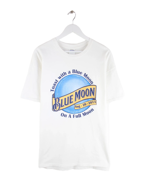 Gildan 2013 Vintage Blue Moon Print T-Shirt Weiß XL