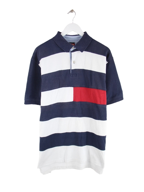 Tommy Hilfiger 90s Vintage Stripe Polo Blau XL