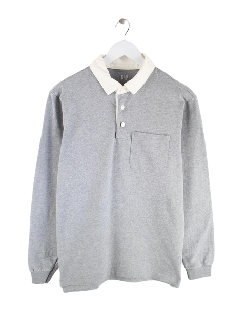 GAP Langarm Single Pocket Polo Grau XS