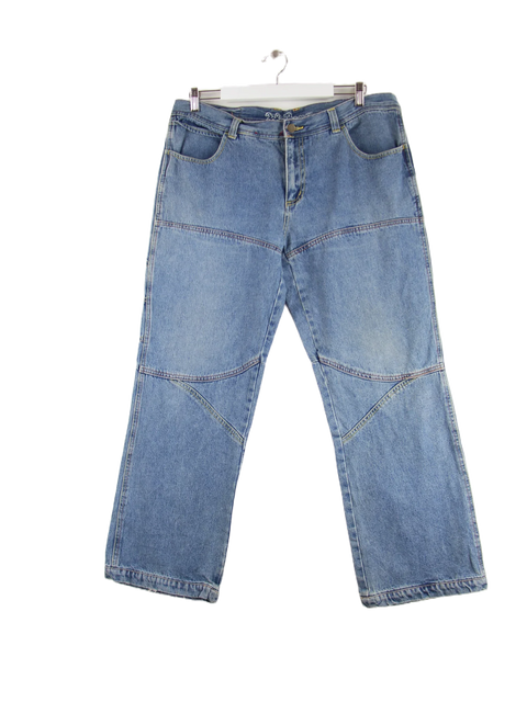 Vintage Y2K Baggy Paneled Workwear Jeans Blau W36 L30
