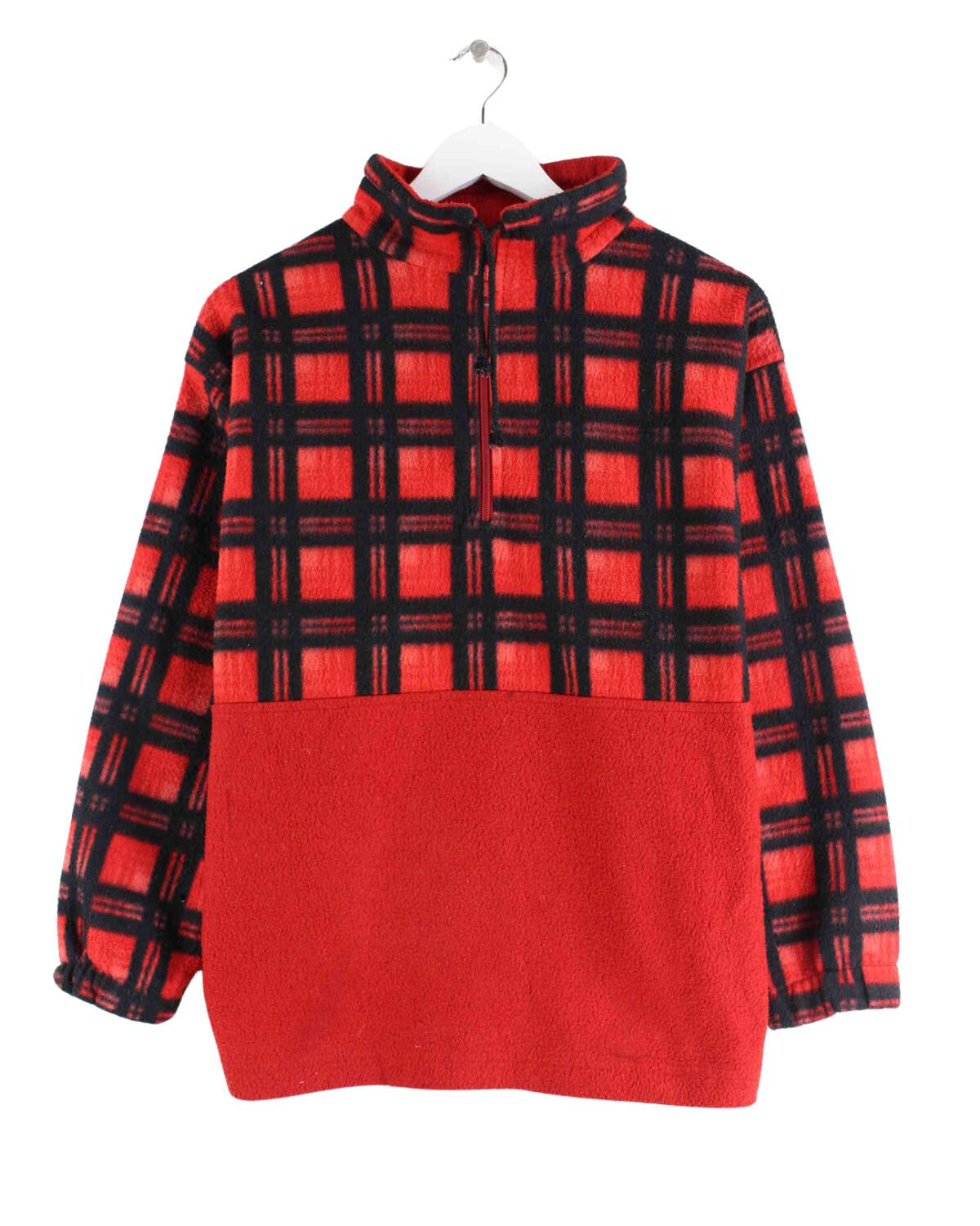 Vintage Damen y2k Fleece Half Zip Sweater Rot S (front image)