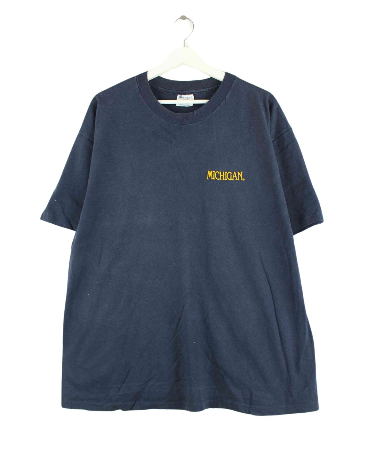 Champion Michigan Embrodiered Single Stitched T-Shirt Blau XL (front image)