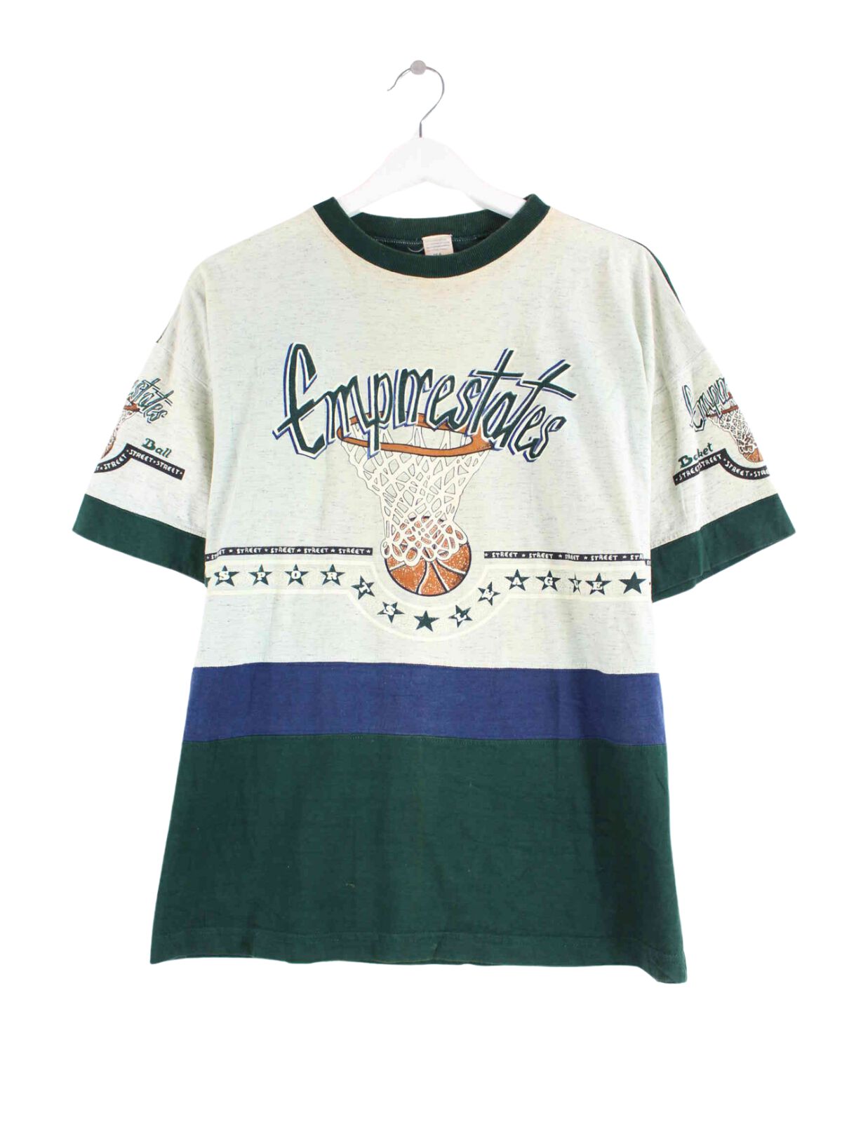 Vintage y2k Empirestate Basketball Print T-Shirt Grün XS (front image)
