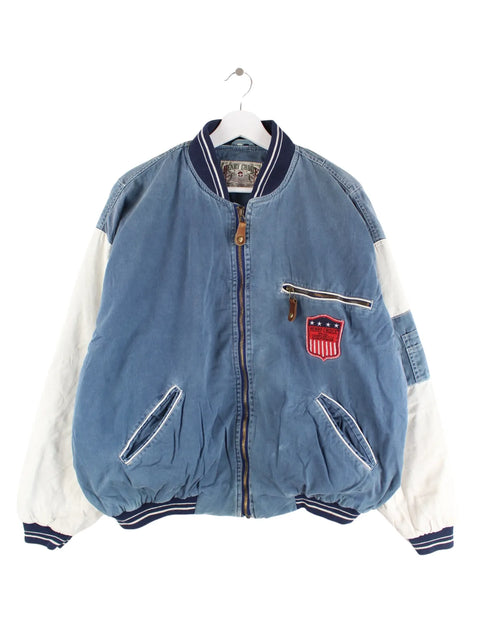 Vintage 90s Henry Choice Varsity Bomber Jacke Blau XL