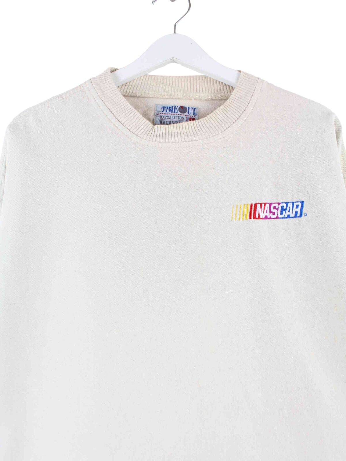 Nascar 90s Vintage Embroidered Sweater Beige L (back image)