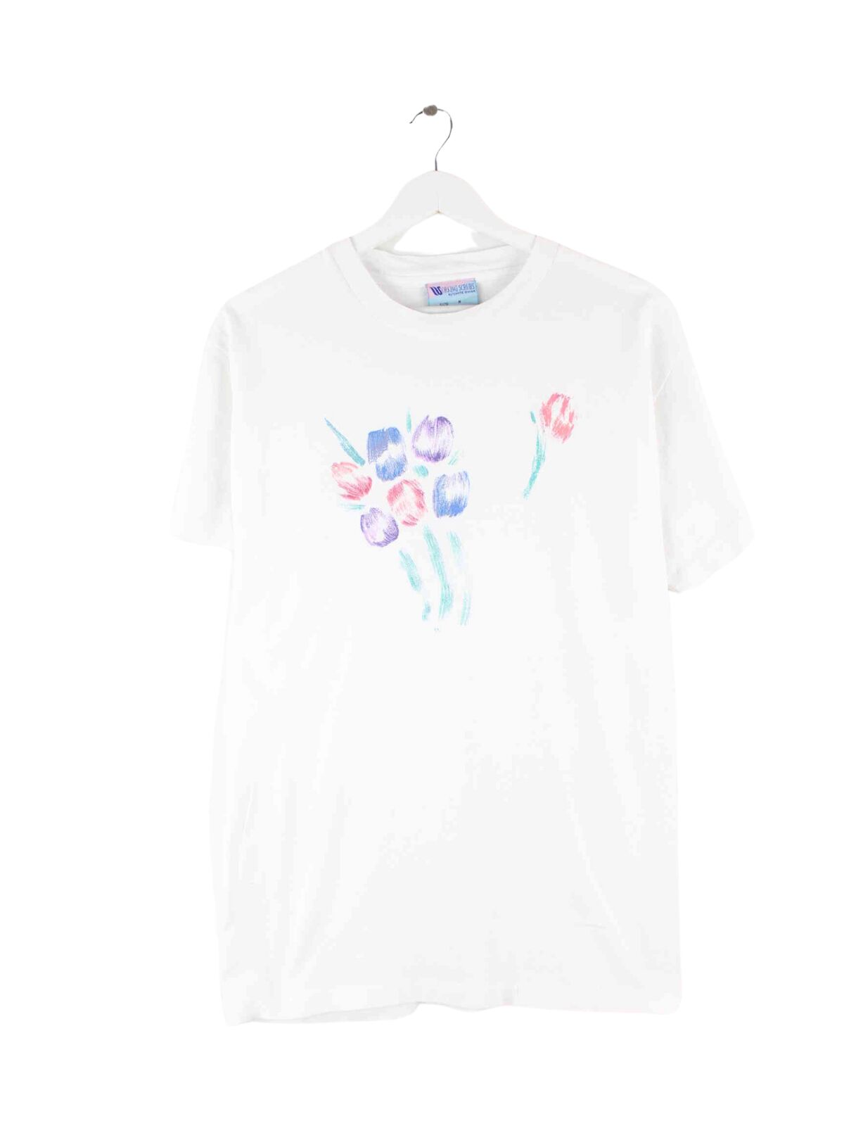 Vintage Single Stitch Flower Print T-Shirt Weiß M (front image)