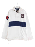 Ralph Lauren 90s Vintage Embroidered Langarm Polo Weiß XXL (front image)