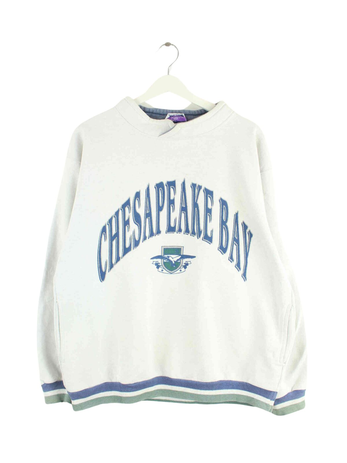 Vintage 80s Vintage Chesapeake Bay Print Sweater Grau L (front image)