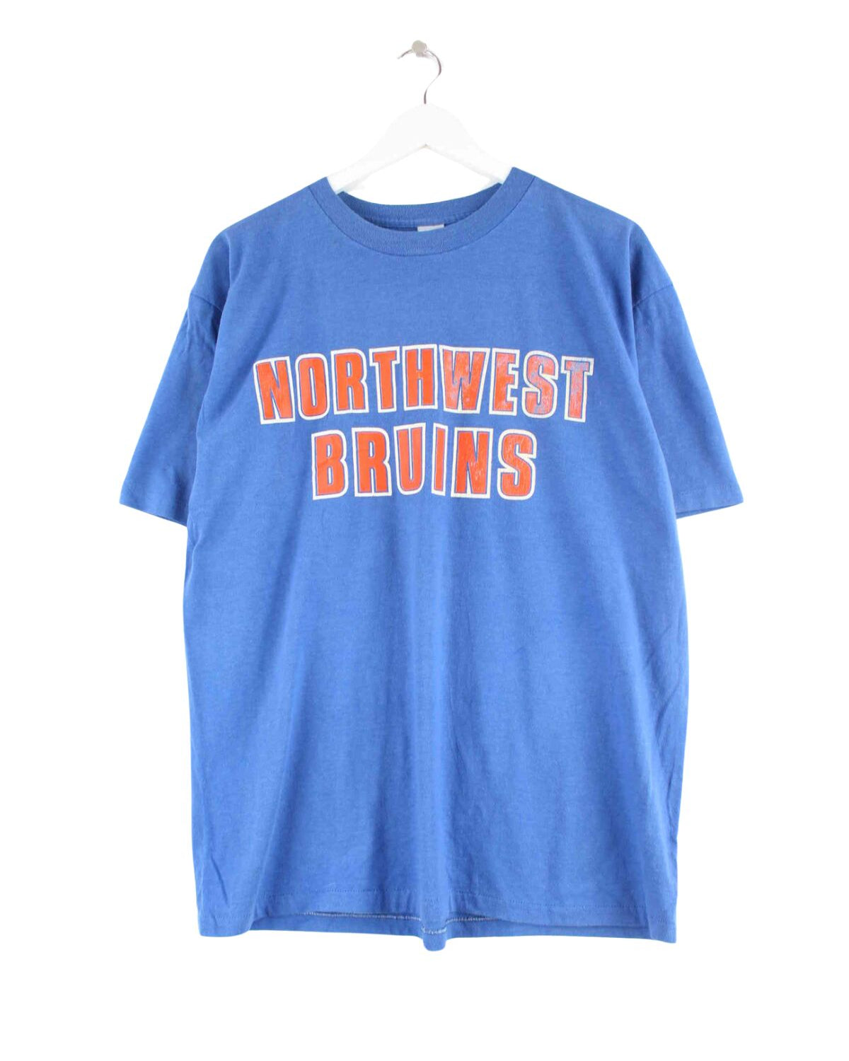 Vintage 90s Northwest Bruins Print Single Stitched T-Shirt Blau L (front image)