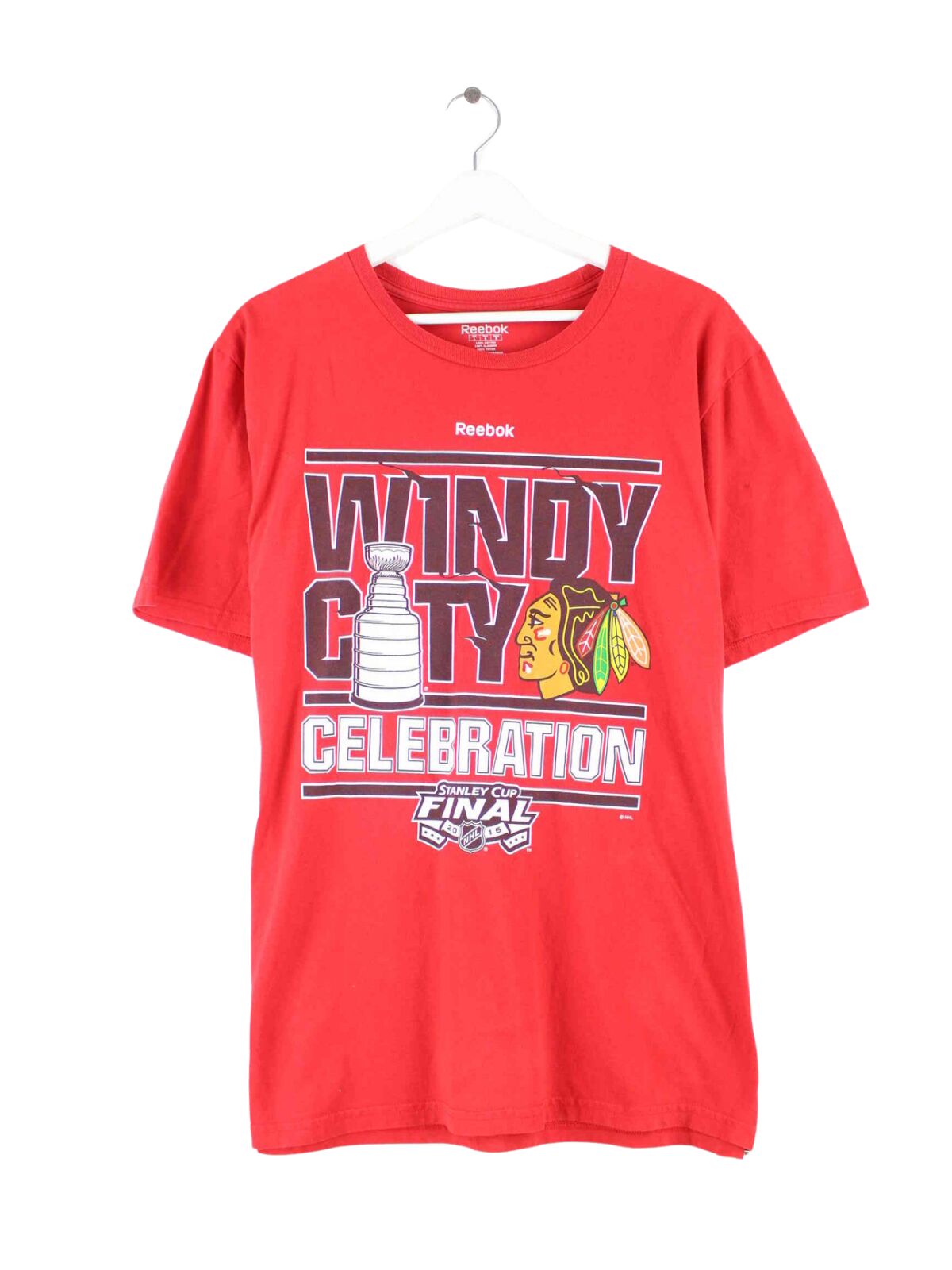 Reebok Chicago Blackhawks 2015 Stanley Cup Champions T-Shirt Rot L (front image)