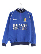 Vintage y2k Beach Soccer Embroidered Half Zip Sweater Blau M (front image)