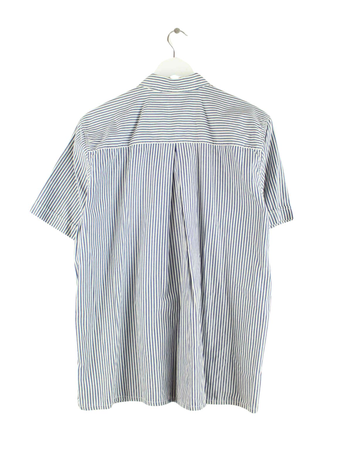 Vintage Damen 90s Striped Kurzarm Hemd Blau L (back image)