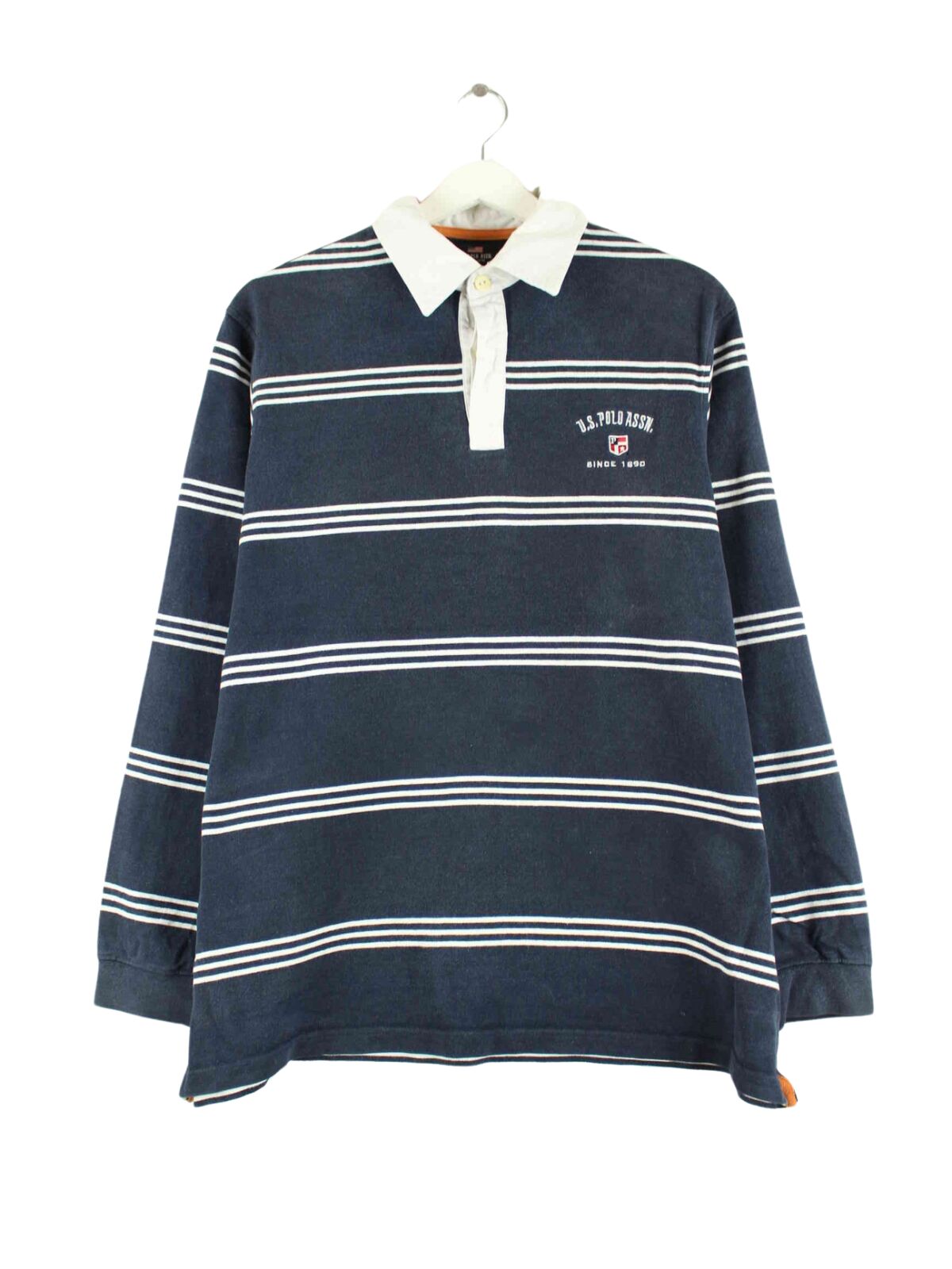 U.S. Polo ASSN. y2k Striped Polo Sweater Blau L (front image)