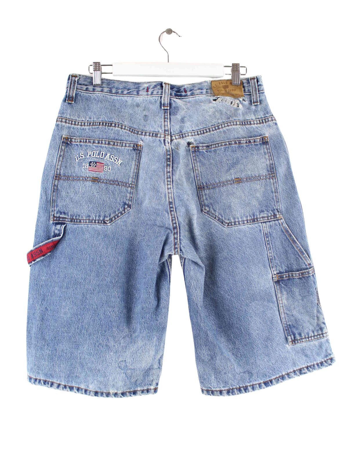 U.S. Polo ASSN. y2k Embroidered Carpenter Jorts / Jeans Shorts Blau W32 (back image)