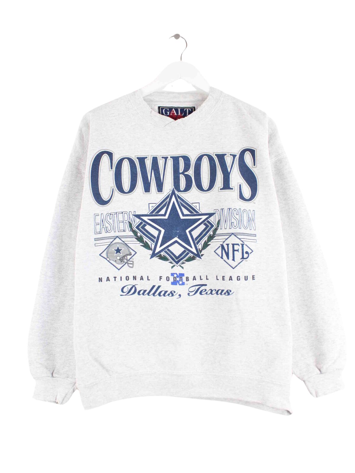 Vintage 90s NFL Cowboys Print Sweater Grau M (front image)