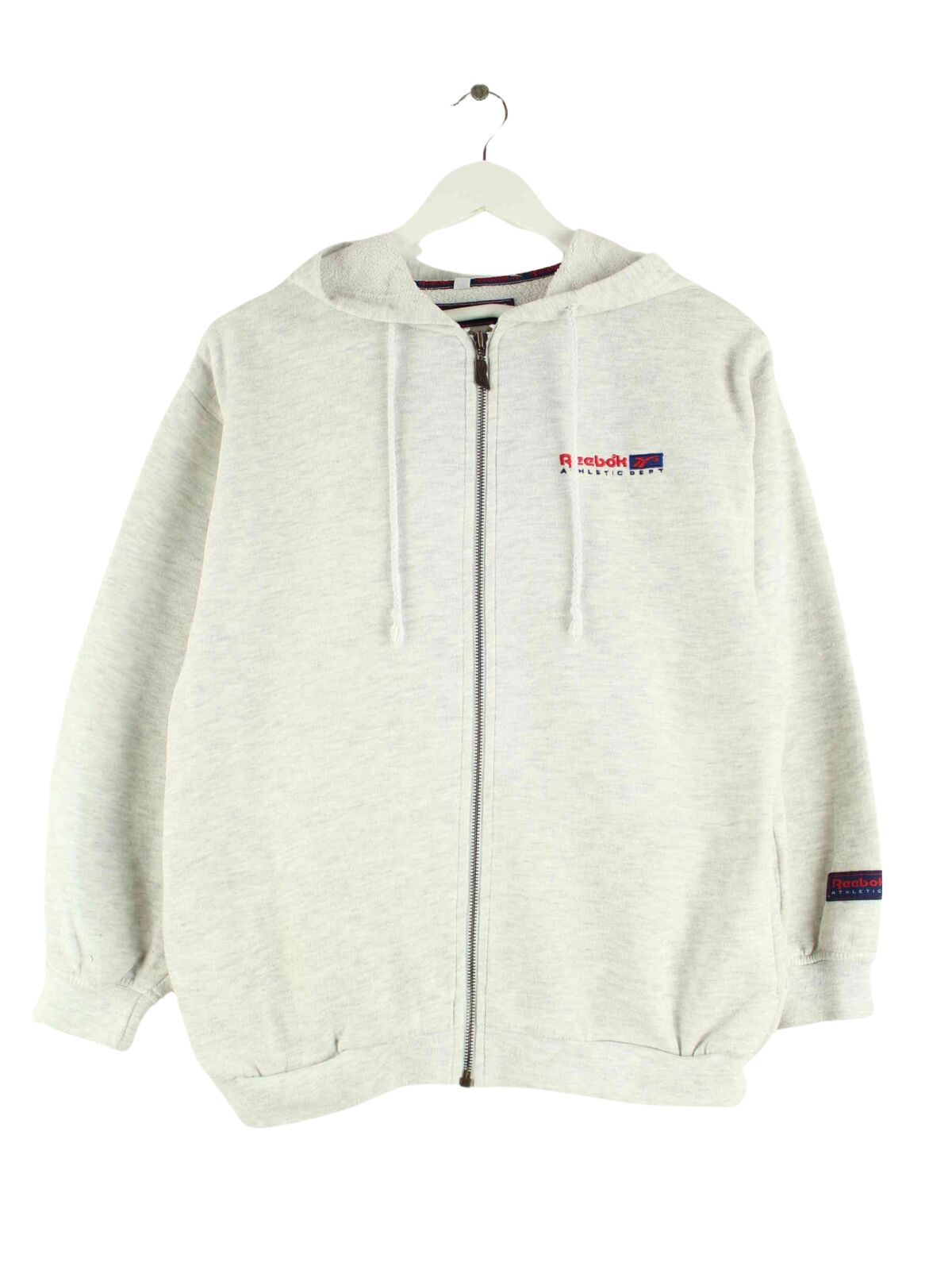 Reebok 90s Vintage Embroidered Zip Hoodie Grau S (front image)