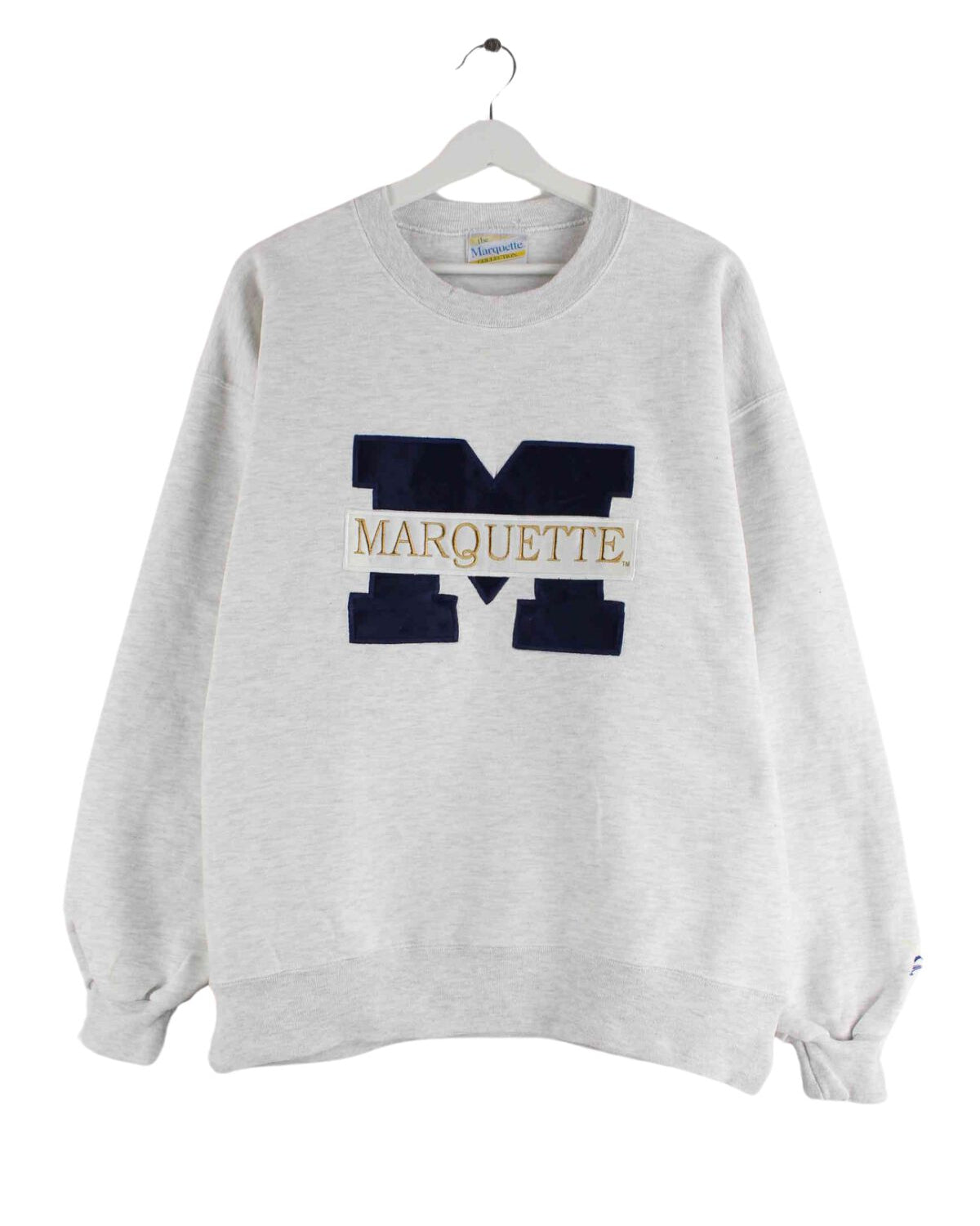 Vintage y2k Marquette Embroidered Sweater Grau L (front image)