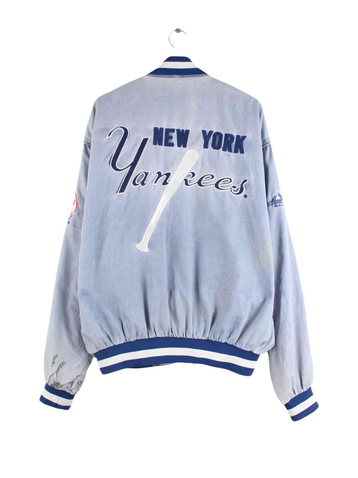 MLB 90s Vintage Yankees Embroidered Jacke Blau L (back image)