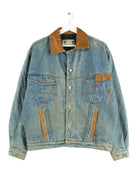 Vintage 80s Embroidered Jeans Jacke Blau L (front image)
