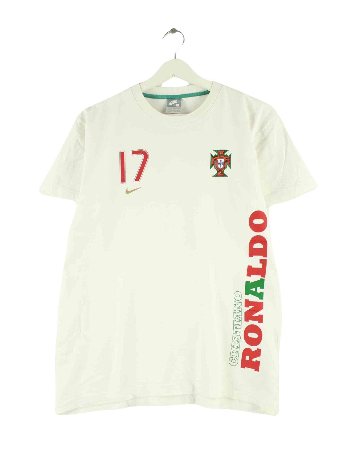 Nike 00s Portugal Cristiano Ronaldo #17 T-Shirt Weiß XS (front image)