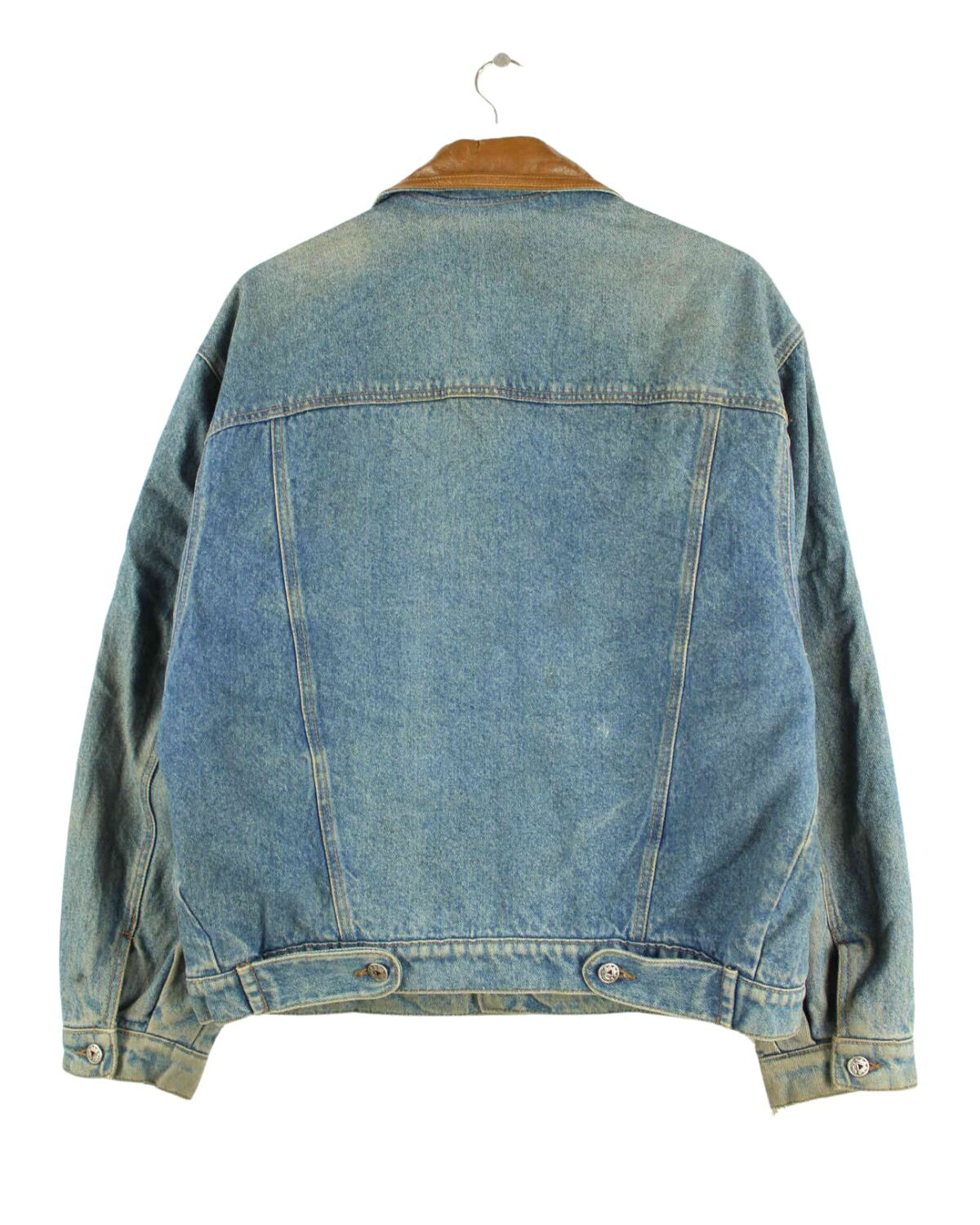 Vintage 80s Embroidered Jeans Jacke Blau L (back image)