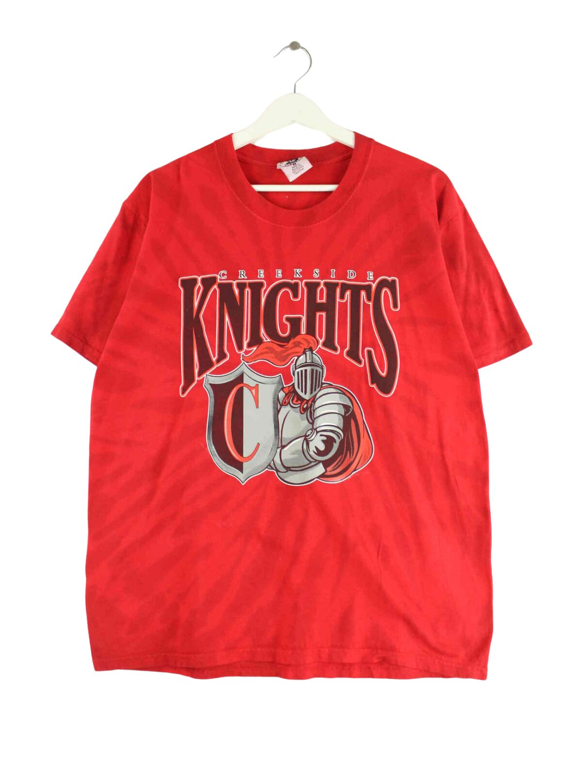 Vintage Creekside Knights Print T-Shirt Rot M (front image)