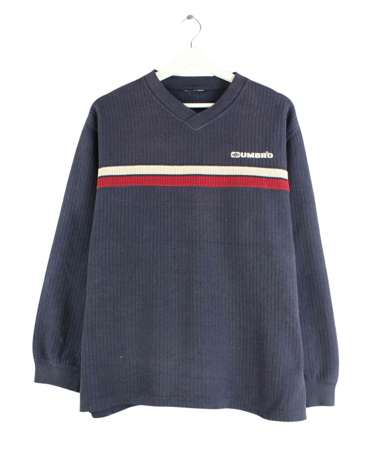 Umbro 90s Vintage Embroidered V-Neck Sweater Blau M (front image)