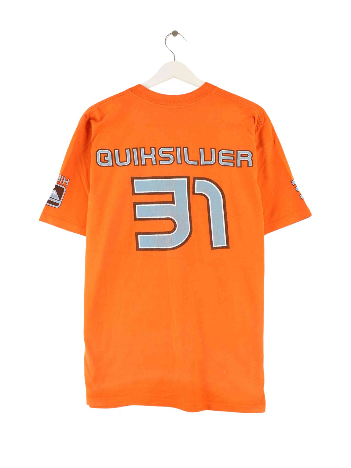 Quiksilver 90s Vintage 31 Print T-Shirt Orange M (back image)