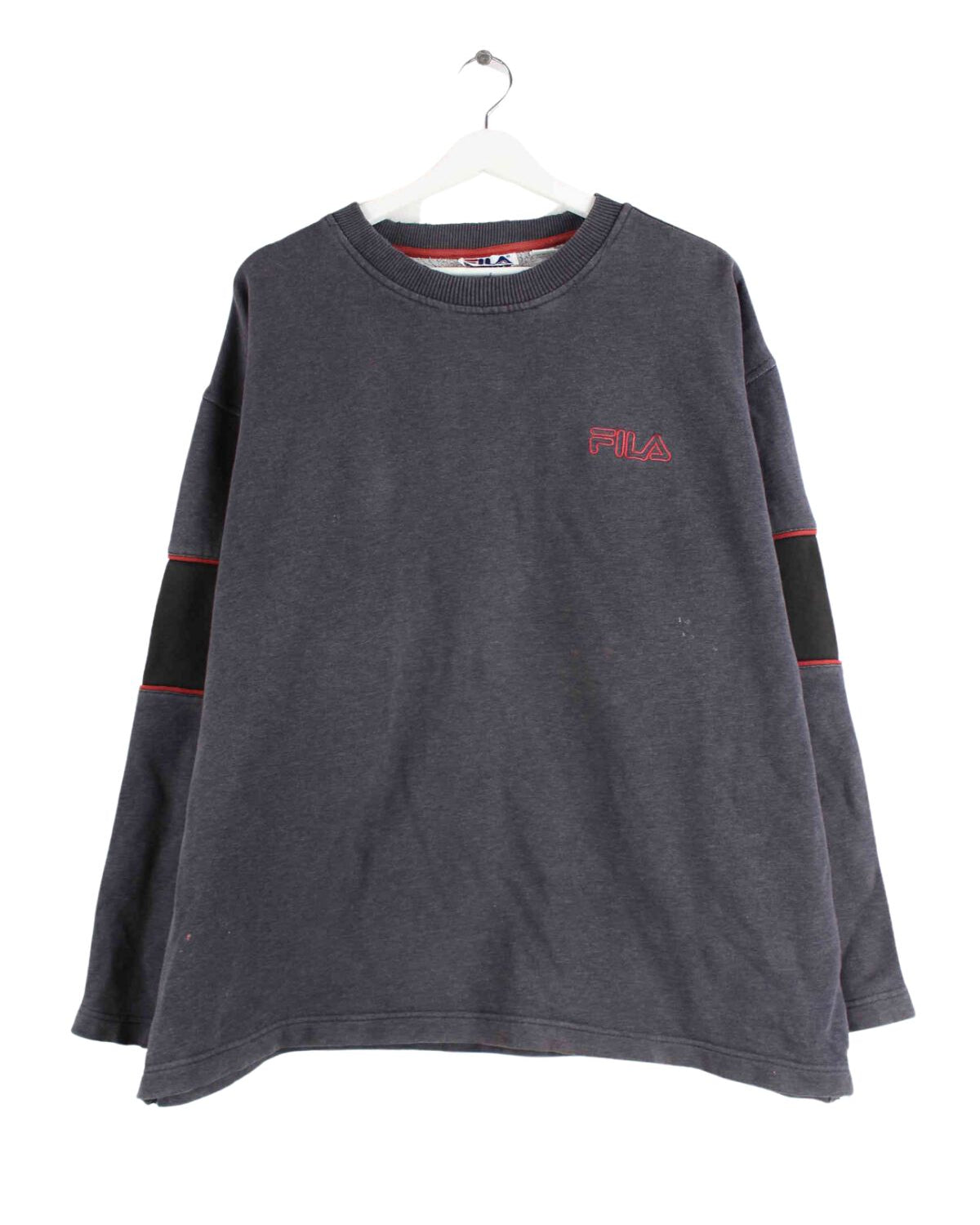 Fila 90s Vintage Embroidered Sweater Grau L (front image)
