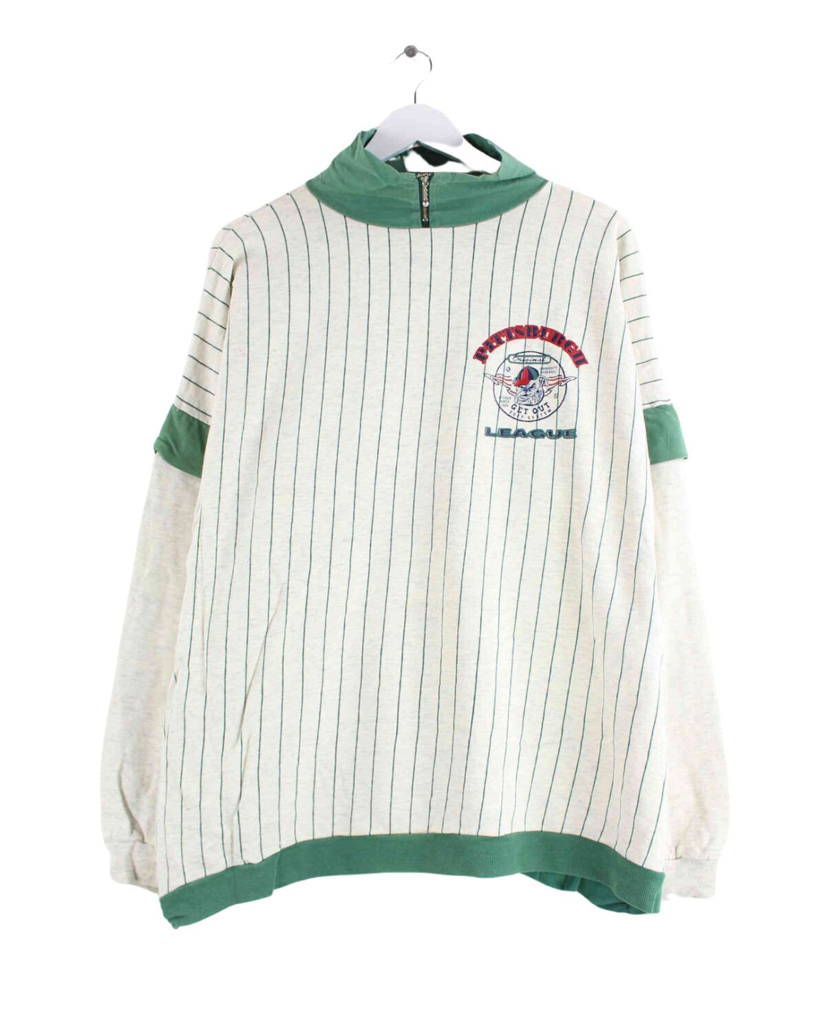 Vintage 80s Vintage Pittsburgh Baseball Half Zip Sweater Beige XL (front image)