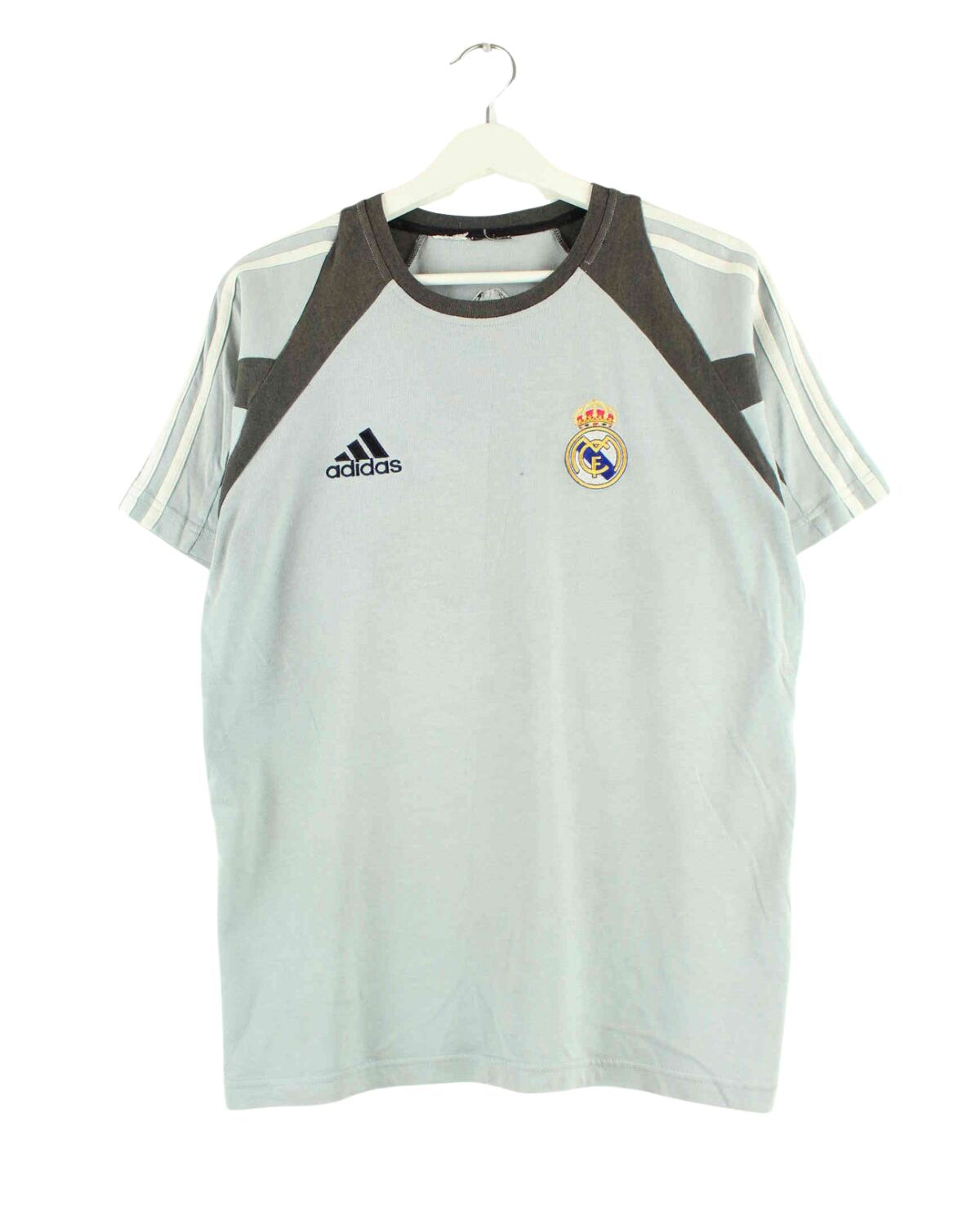 Adidas y2k Real Madrid Embroidered T-Shirt Grau M (front image)