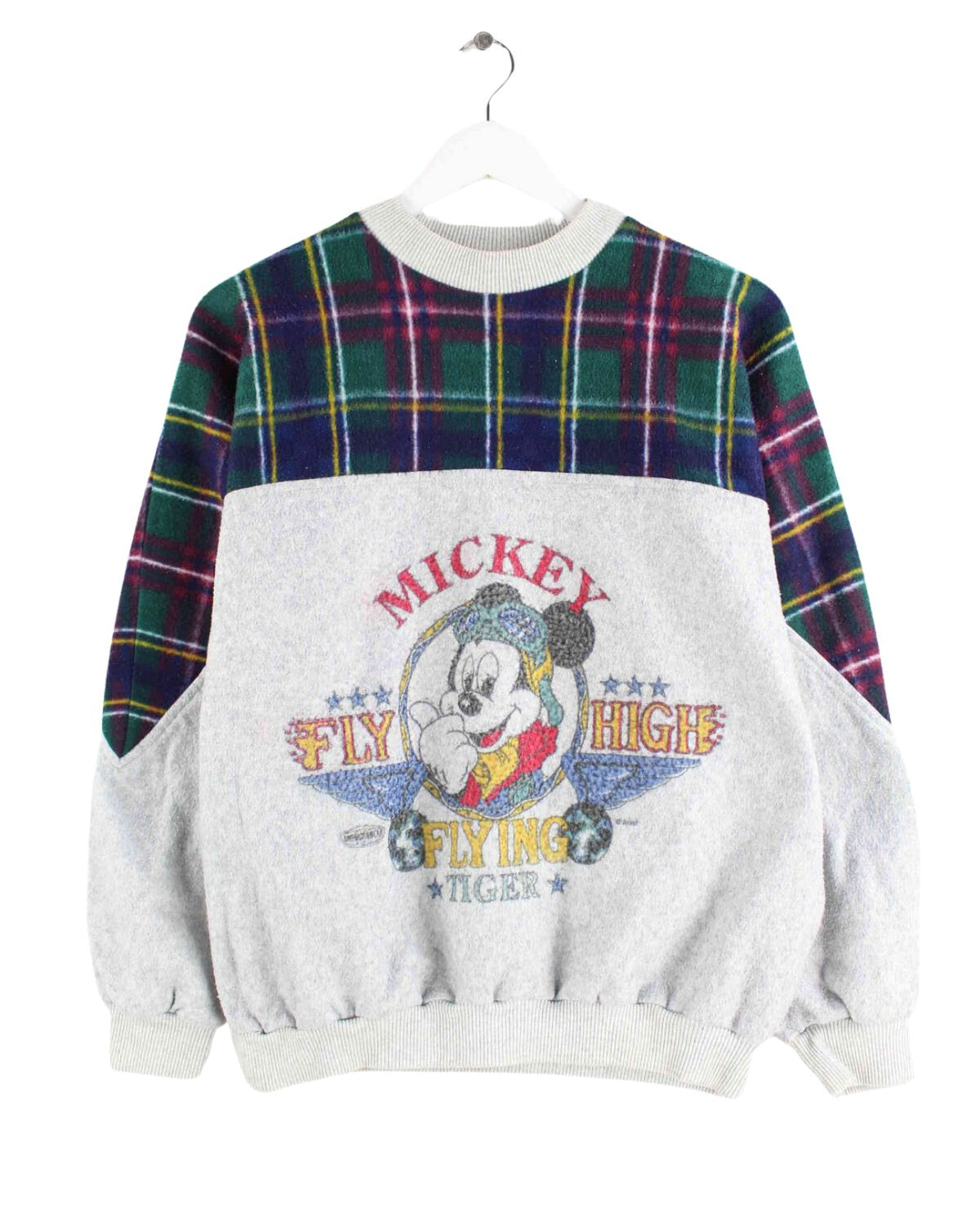 Disney y2k Mickey Mouse Print Fleece Sweater Grau S (front image)