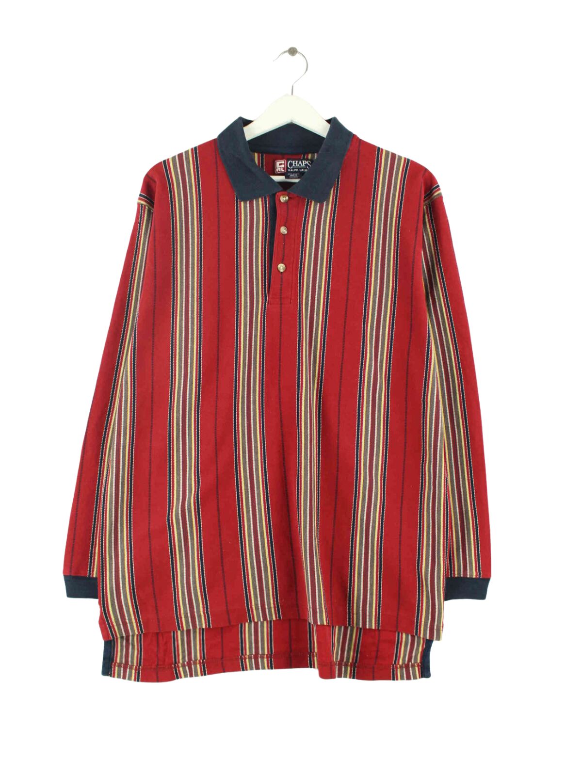 Chaps by Ralph Lauren y2k Striped Langarm Polo Rot M (front image)