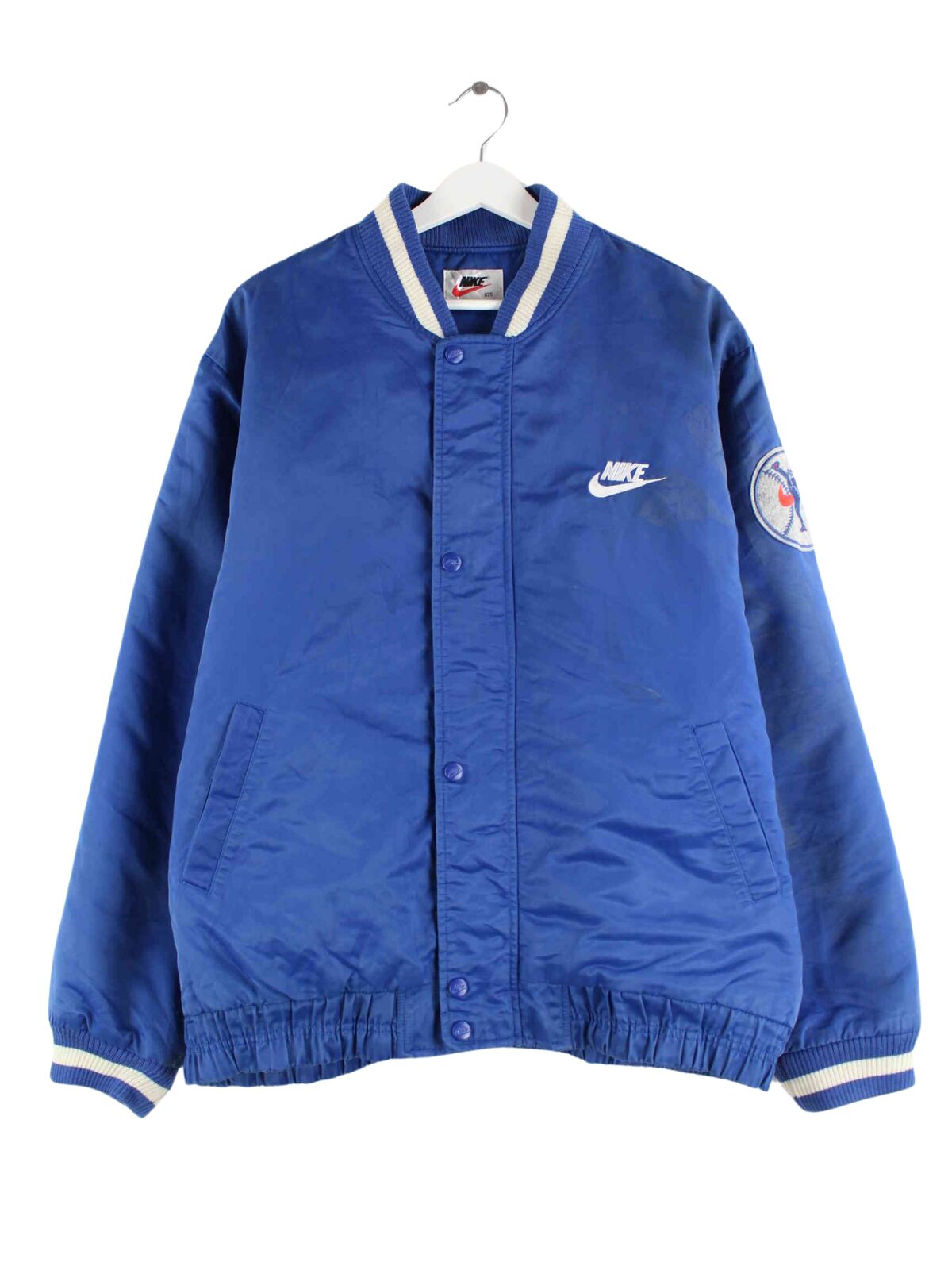 Nike 90s Vintage Spellout Embroidered Bomber College Jacke Blau XL (front image)